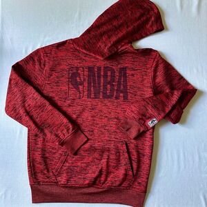 NBA Basketball Hoodie Mens Small Red Long Sleeve Pullover Front Pocket Logo